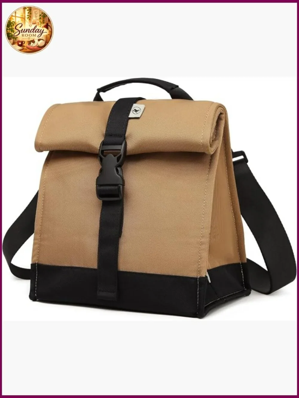 Insulated Lunch Bag Rolltop Tote with Adjustable Strap